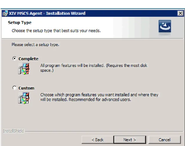 Figure 8 Setup Type selection for the XIV MSCS Agent 