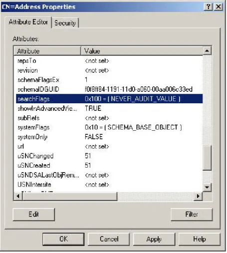 Figure 3: Configuring an AD attribute’s changes to not be audited. 