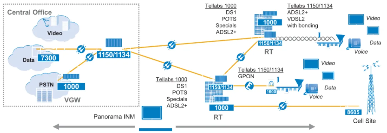 Figure 4: Tellabs 1000 MSAP deployed with other Tellabs equipment