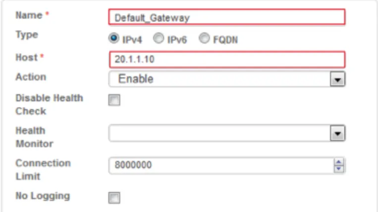 Figure 14: Server load balancing configuration Service group configuration: