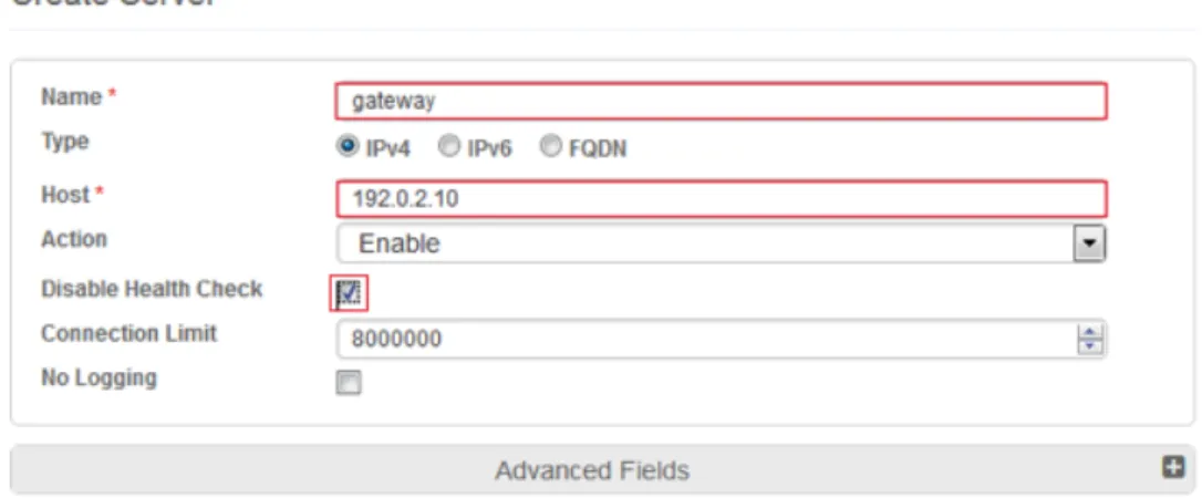 Figure 6: Server template Server port configuration: 
