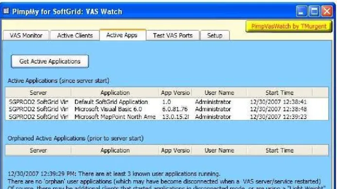 Figure 4 – Active Applications Display 