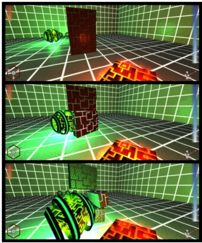 Figure 9: The green hosts can morph into a sphere, gaining various attributes 2.2.5 The Arenas