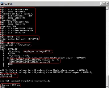 Figure 2 CLPPlus Window in DB2 LUW running SQL*Plus commands 