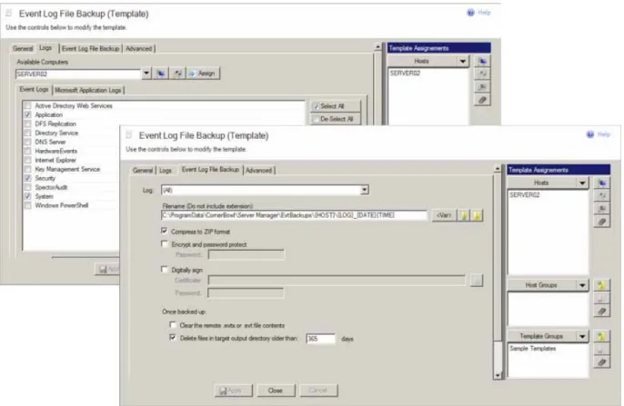 Figure 11: Event Log Backups