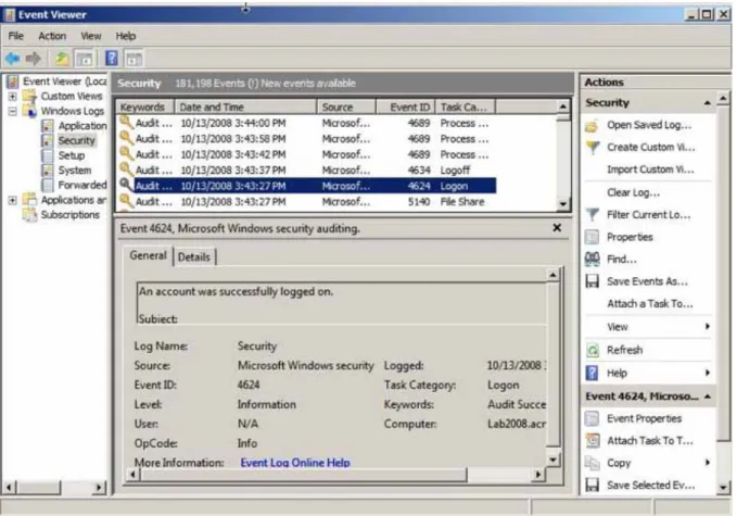 Figure 1: Windows Server 2008’s Event Viewer