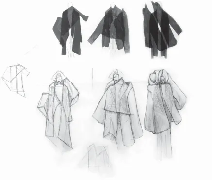Figure 25 Overlay blocking and shape mapping of jackets. Hope, Amelia. 2017.