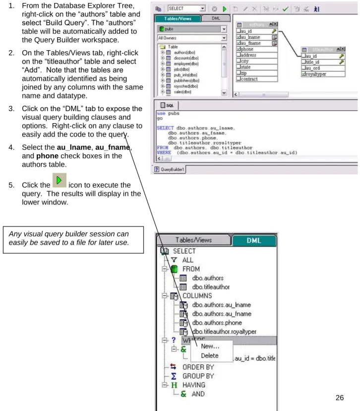 table will be automatically added to  the Query Builder workspace.   