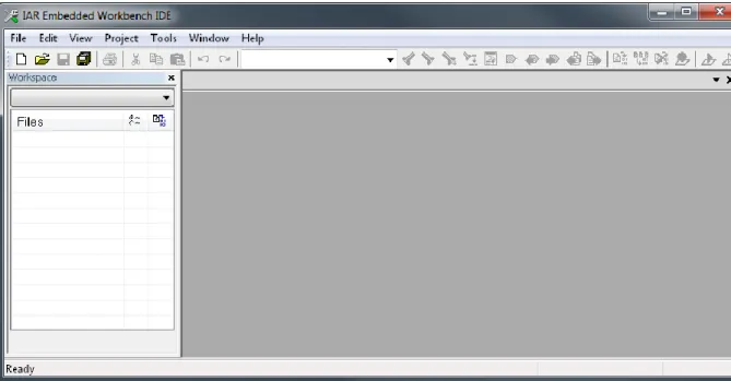 Figure 3.5: A newly opened »IAR Embedded Workbench« with an empty workspace on the left 