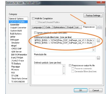 Figure 3.11: State the location of CMSIS header and include files 