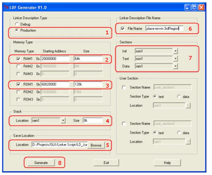 Figure 11 • LDF Generator with Options Selected for Sample Application