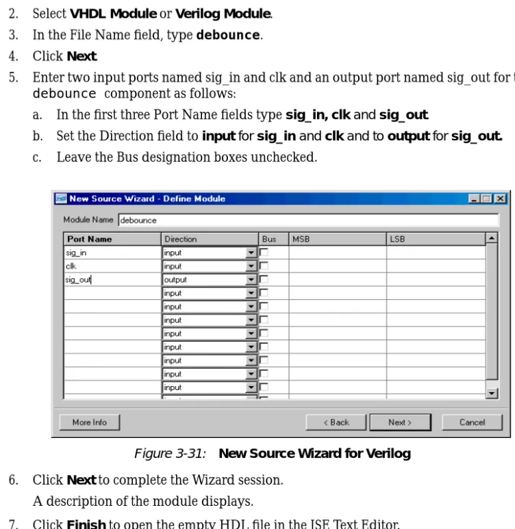 Figure 3-31: New Source Wizard for Verilog