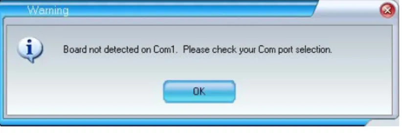 Figure 19 – Board not connected Warning Dialog