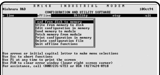 Figure 4-3 oFfline Menu