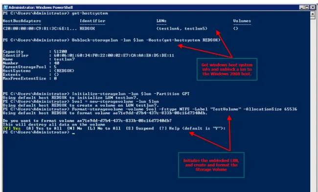 Figure 6 shows some host commands like initializing a LUN and create/formatting a storage volume