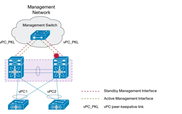 Figure 16.    vPC Peer-Keepalive Link Using mgmt0 and Dual Supervisors 