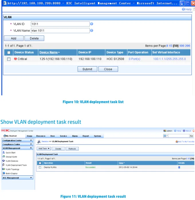 Figure 10: VLAN deployment task list 