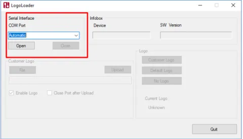 Figure 2: LogoLoader-Window after program start-up