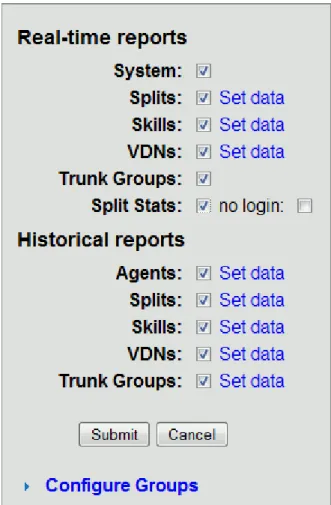 Figure 10: Commands configuration 3. Check all the commands you want reports for, then click Submit