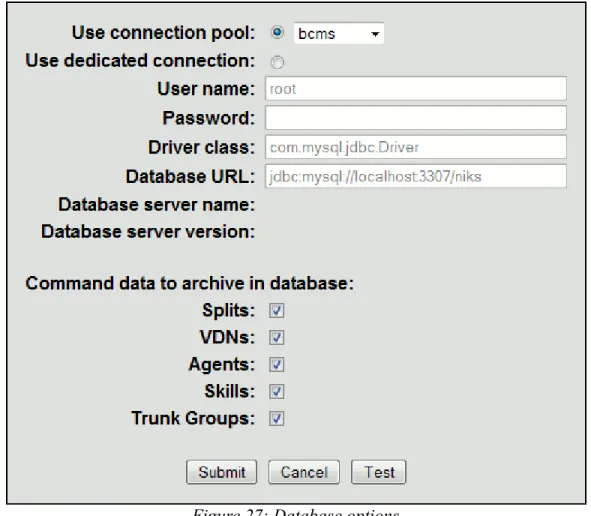Figure 27: Database options