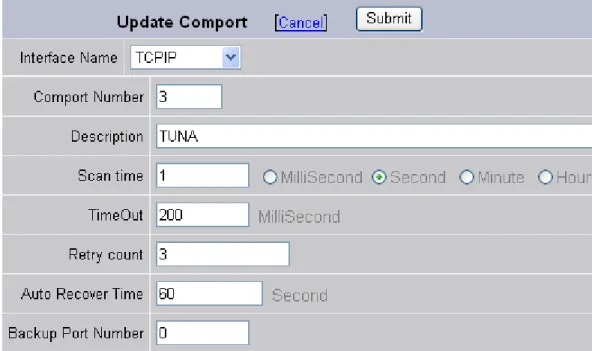 Figure 1.1 TCPIP Comport properties 