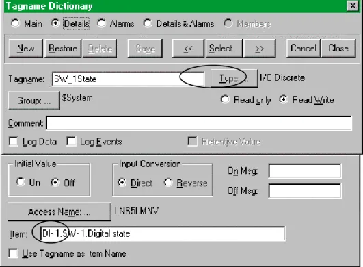 Figure 11  I/O Descrete tag definition for the state field of a SNVT_switch network variable.