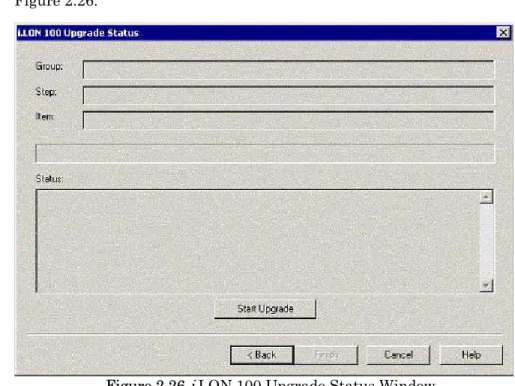 Figure 2.26 i.LON 100 Upgrade Status Window  6. Click  Start Upgrade to begin the upgrade