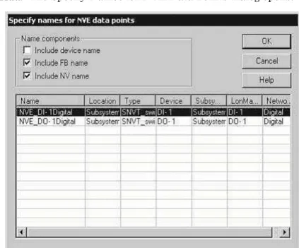 Figure 4.5 Specify Names for NVE Data Points Dialog 