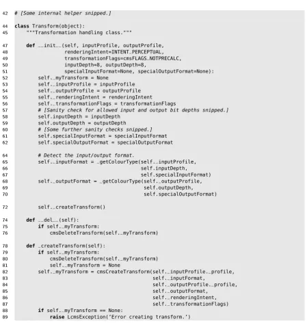 Figure 7: littlecms.py continued: Edited extract from littlecms.py.Transform class creation anddisposal.