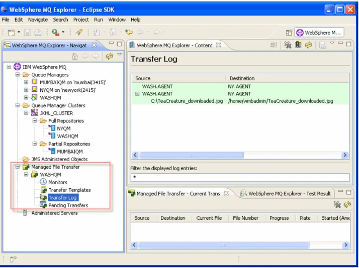 Figure 3 shows the WebSphere MQ Explorer views for managing WebSphere MQ File  Transfer Edition.