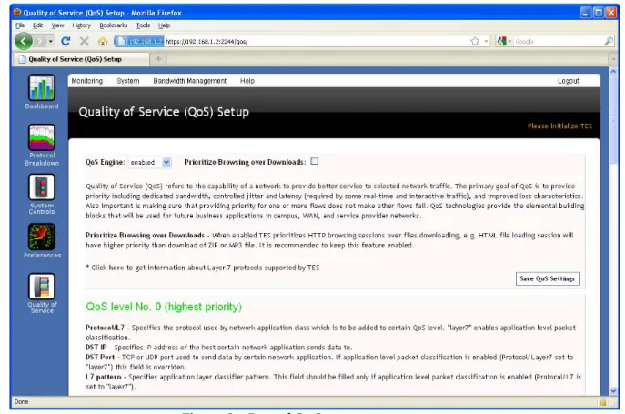 Figure 9 - Part of QoS management page 