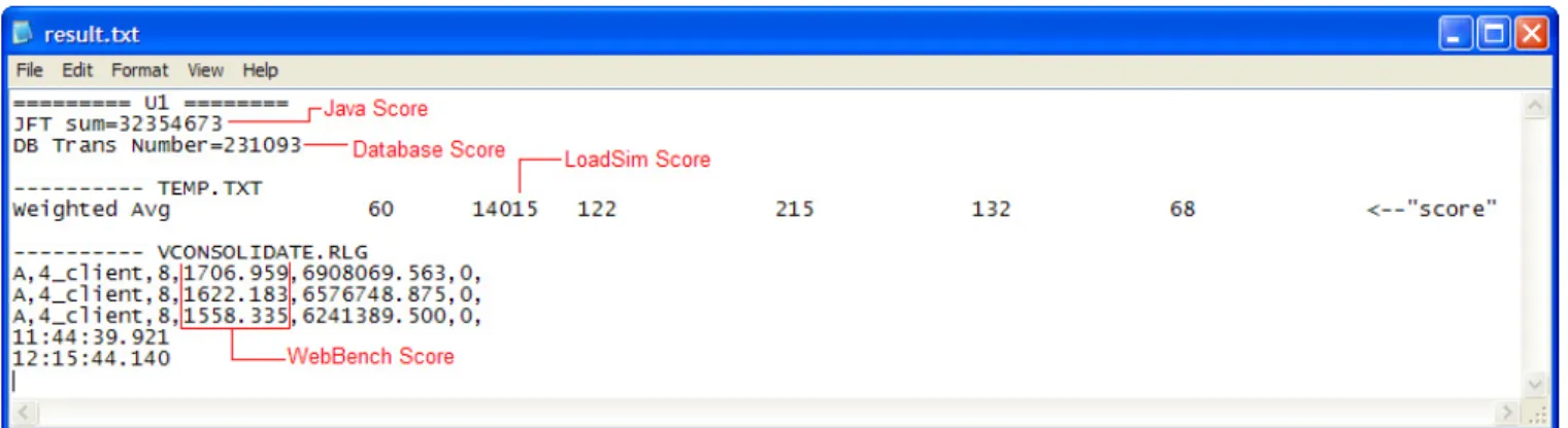 Figure 8 shows an example results.txt file for a test with one CSU. We have labeled each score with a brief  description