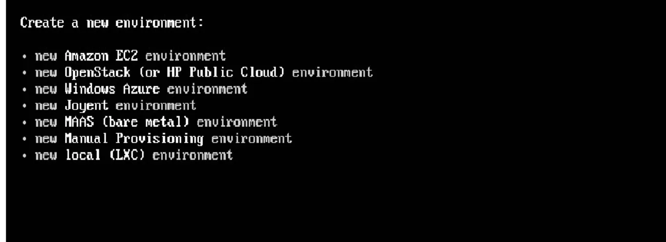 Figure 13: Creating a bootstrap environment in Juju. 