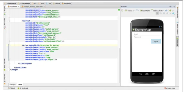 Figure 6-11. The Layout Preview with the XML layout editor
