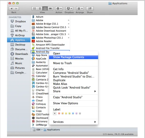 Figure 6-2. Showing the package contents of the Android Studio application