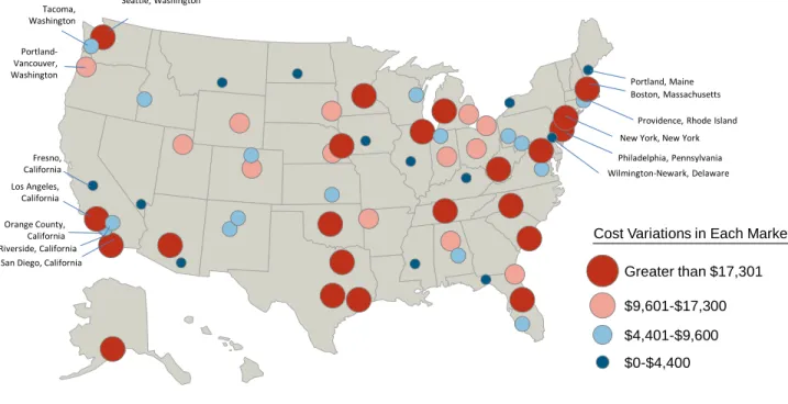 Figure 2: Cost Variation for Hip Replacement Procedures Across the Country 