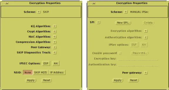 Figure 7. SKIP and Manual IPSec Encryption Properties