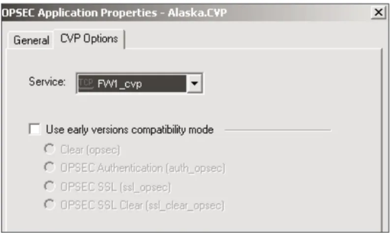Figure 9.12 OPSEC Application Properties, CVP Options