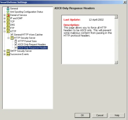 FIGURE 1-32HTTP  Security  Server  —  ASCII  Only  Response  Head ers  page