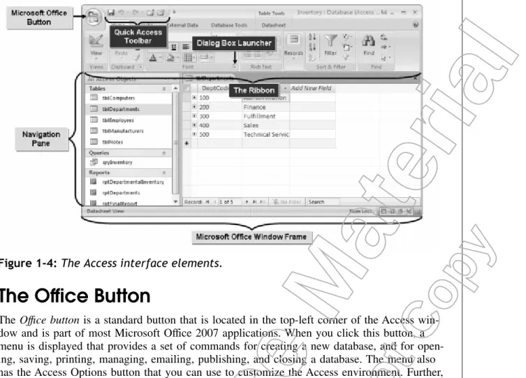 Figure 1-4: The Access interface elements.