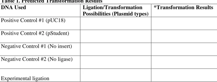 Table 1. Predicted Transformation Results 