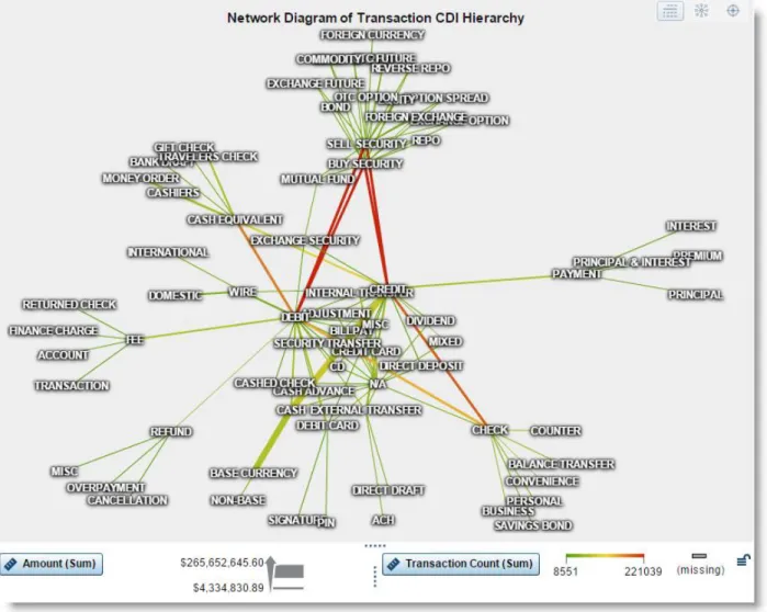 Figure 12: Transaction type analysis using a network diagram in SAS Visual Analytics Explorer