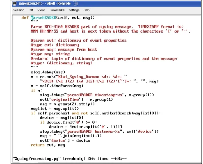 Figure 14: SyslogProcessing.py processing the header information