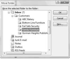 Figure 3.17 The Move Folder  dia-log box displays your folder list and enables you to choose a location.