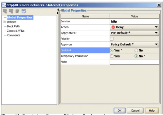 Figure 13: Permissions Property Window - Set deny rules Set the order of the 
