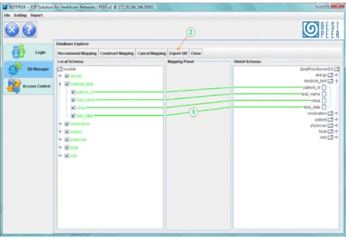 Figure 8: GUI for schema mapping definition. 