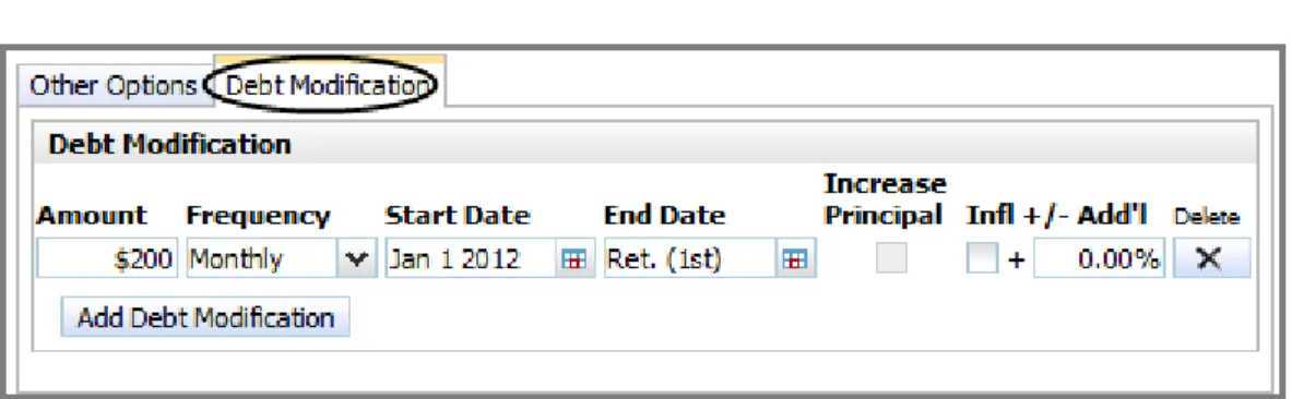 Figure 10: Liability Details dialog box – Debt Modification tab