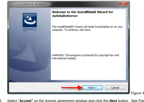 Figure 3.0 3. Select  “Accept” on the license agreement window and click the Next button