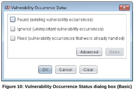 Figure 10: Vulnerability Occurrence Status dialog box (Basic) 
