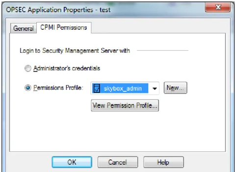 Figure 5: Check Point SmartDashboard - OPSEC Applications Properties dialog box - CPMI  Permissions tab 